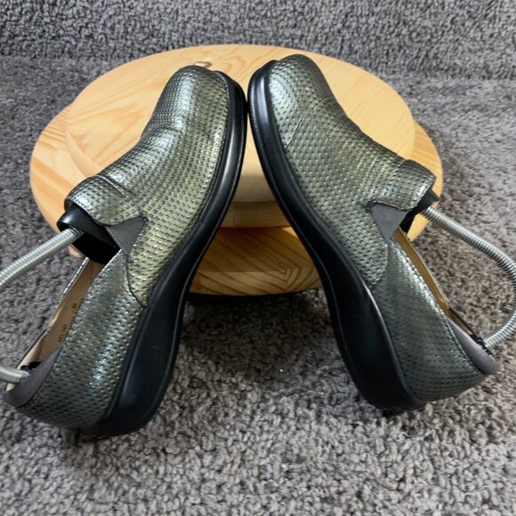 Alegria Shoes Keli Pro Clogs Womens Size 9 Leather Chrome Cube Comfort Slip On - Picture 5 of 9